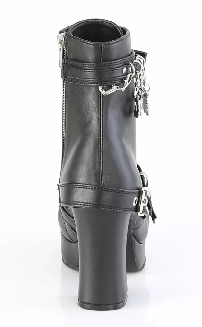 GOTHIKA-66 Black Vegan Leather Ankle Boots-Demonia-Tragic Beautiful