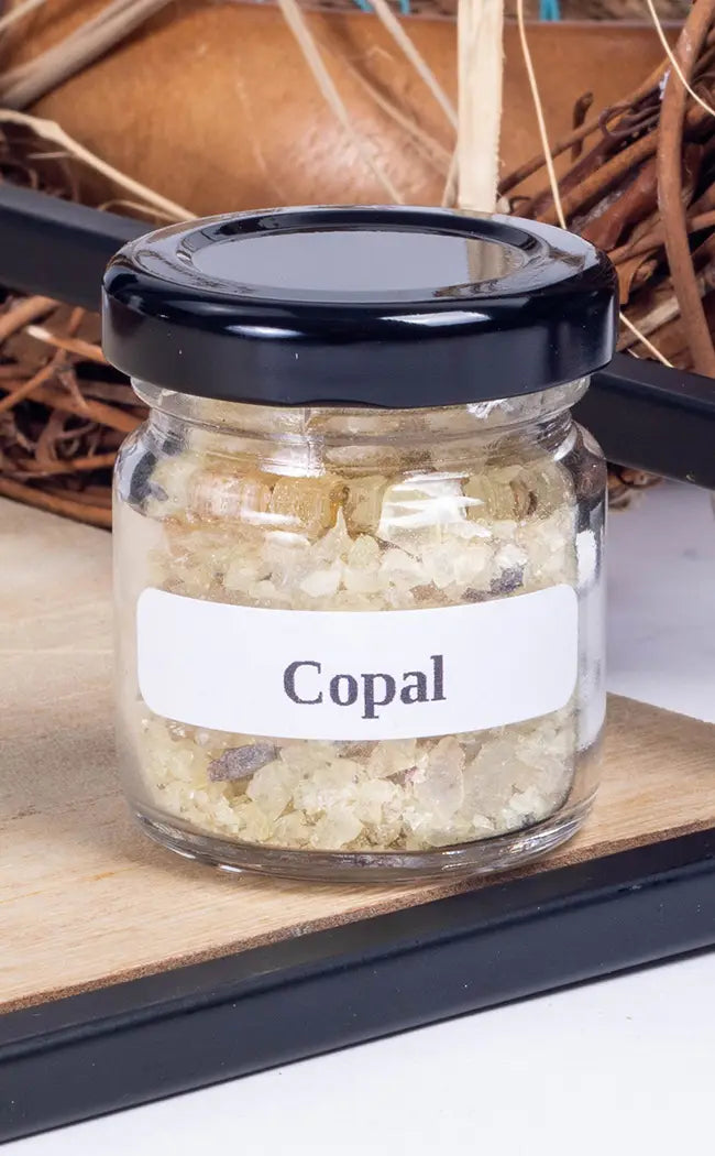 Golden Copal Resin in Glass Jar-Witch Herbs-Tragic Beautiful