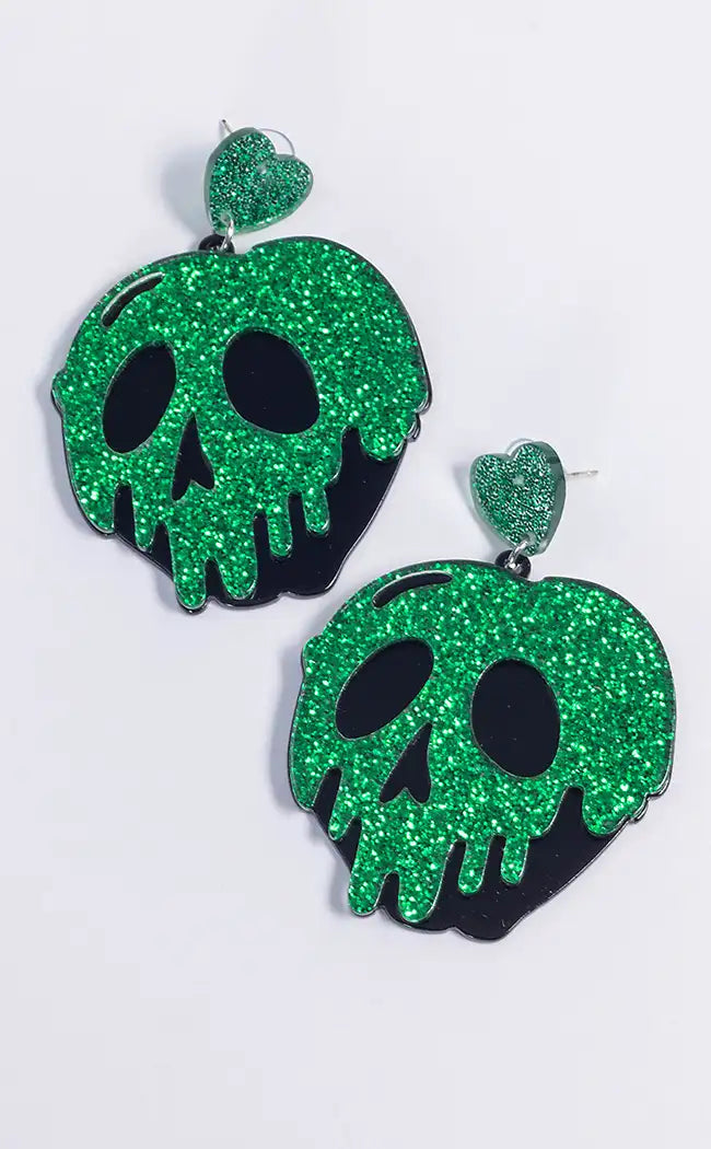 Green Cryspin Skull Earrings-Burn Book Inc-Tragic Beautiful