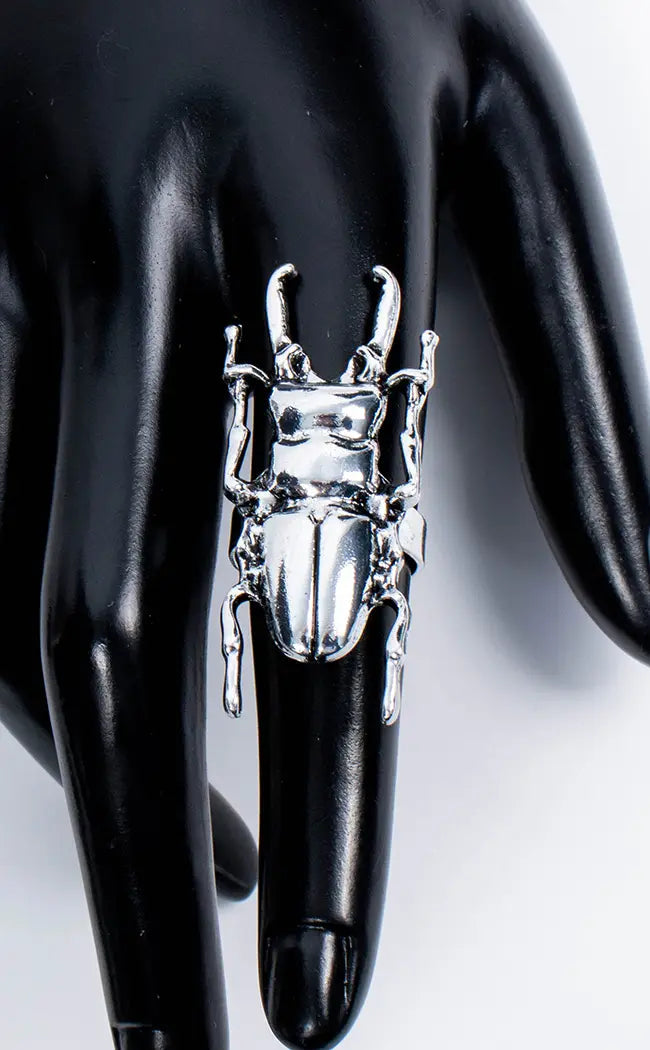 Horned Beetle Ring-Gothic Jewellery-Tragic Beautiful