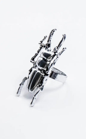Horned Beetle Ring-Gothic Jewellery-Tragic Beautiful