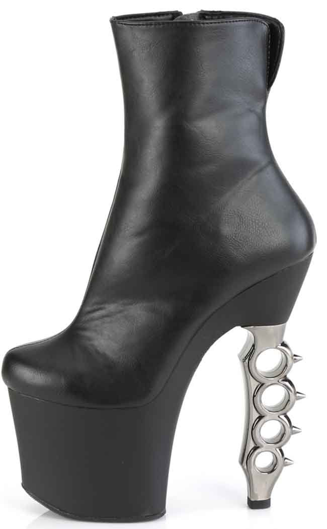 IRONGRIP-1042 Black Matte Silver Brass Knuckle Boots-Pleaser-Tragic Beautiful