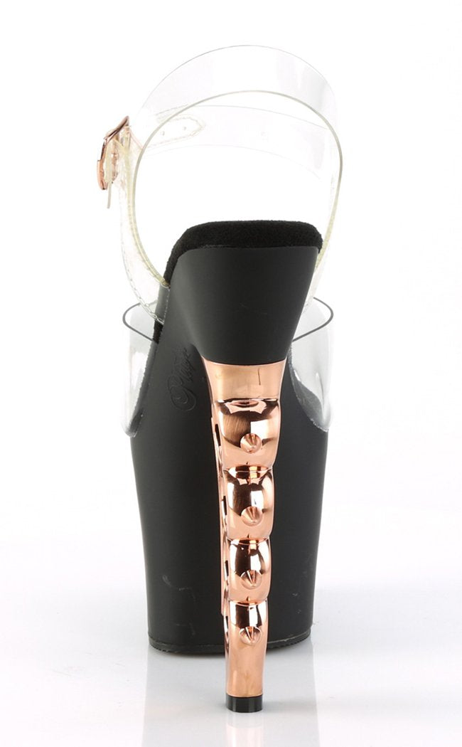 IRONGRIP-708 Clear/ Black Matte & Copper Brass Knuckle Heels-Pleaser-Tragic Beautiful