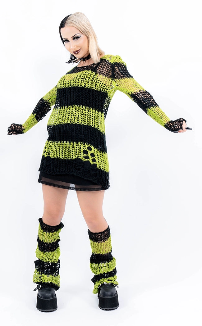 Isabeau Decayed Sweater | Black & Green