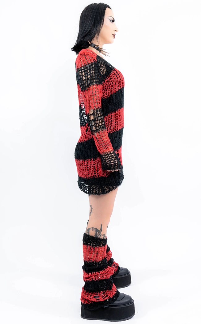 Isabeau Decayed Sweater | Black & Red