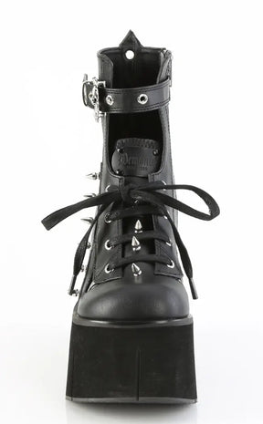 KERA-150 Black Vegan Leather Platform Ankle Boots