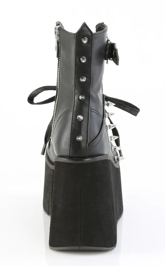 KERA-150 Black Vegan Leather Platform Ankle Boots