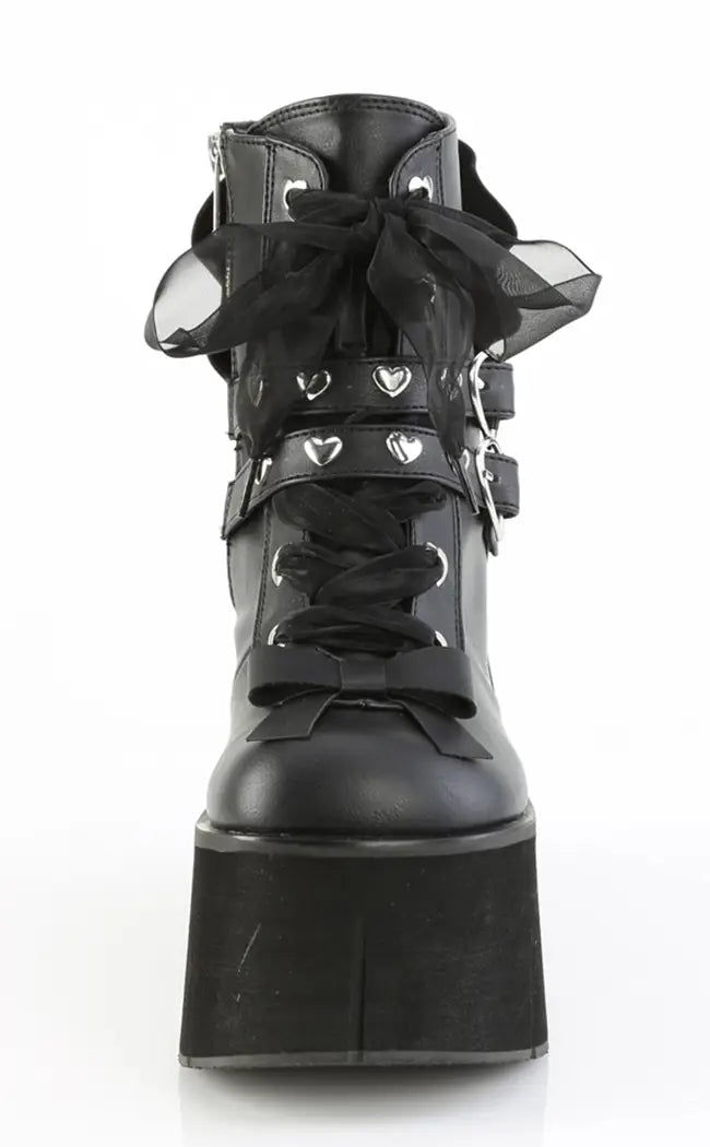 KERA-55 Black Vegan Leather Platform Ankle Boots