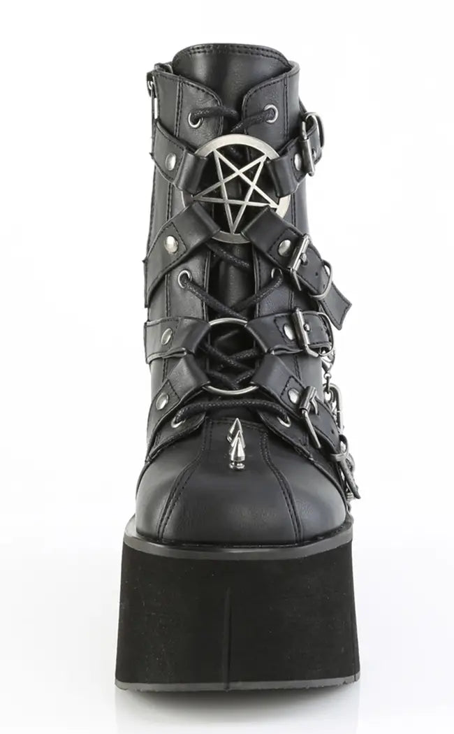 KERA-68 Black Vegan Leather Platform Ankle Boots
