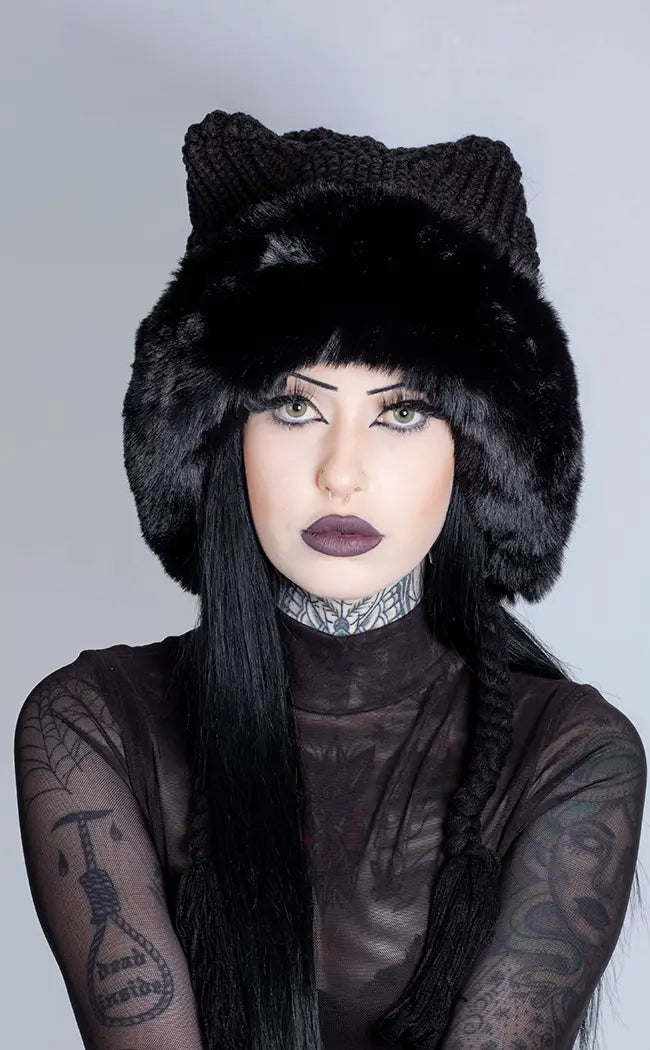 Katerina Faux Fur Hat-Cold Black Heart-Tragic Beautiful