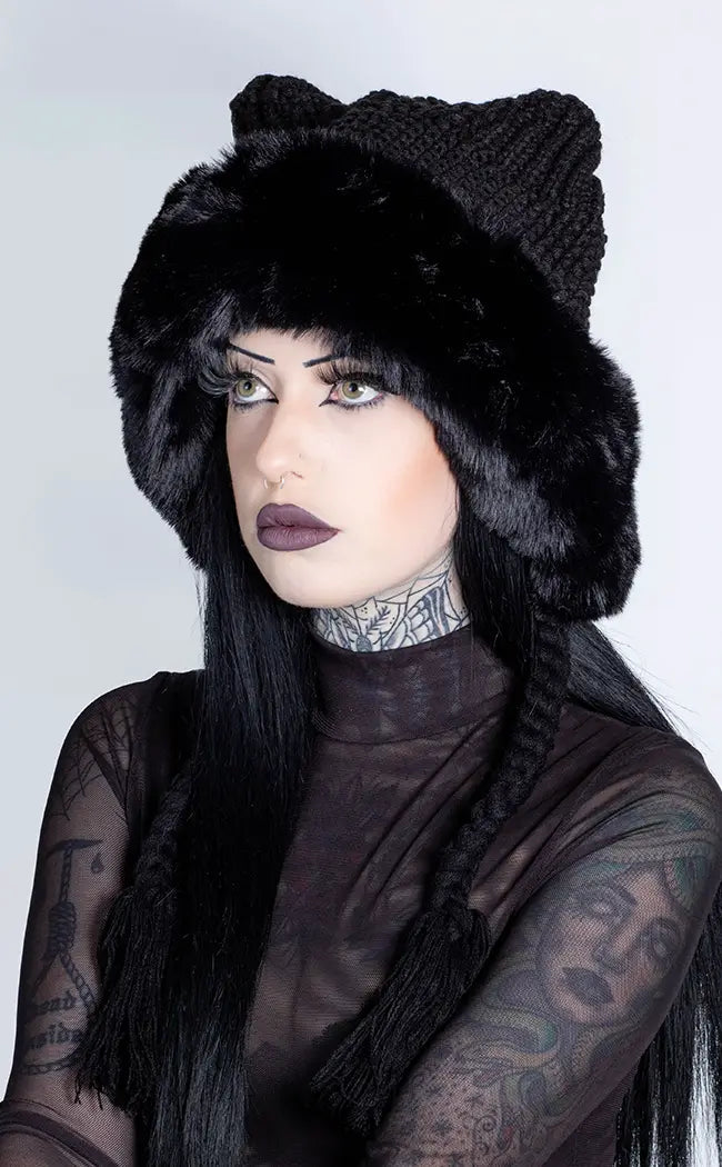 Katerina Faux Fur Hat-Cold Black Heart-Tragic Beautiful