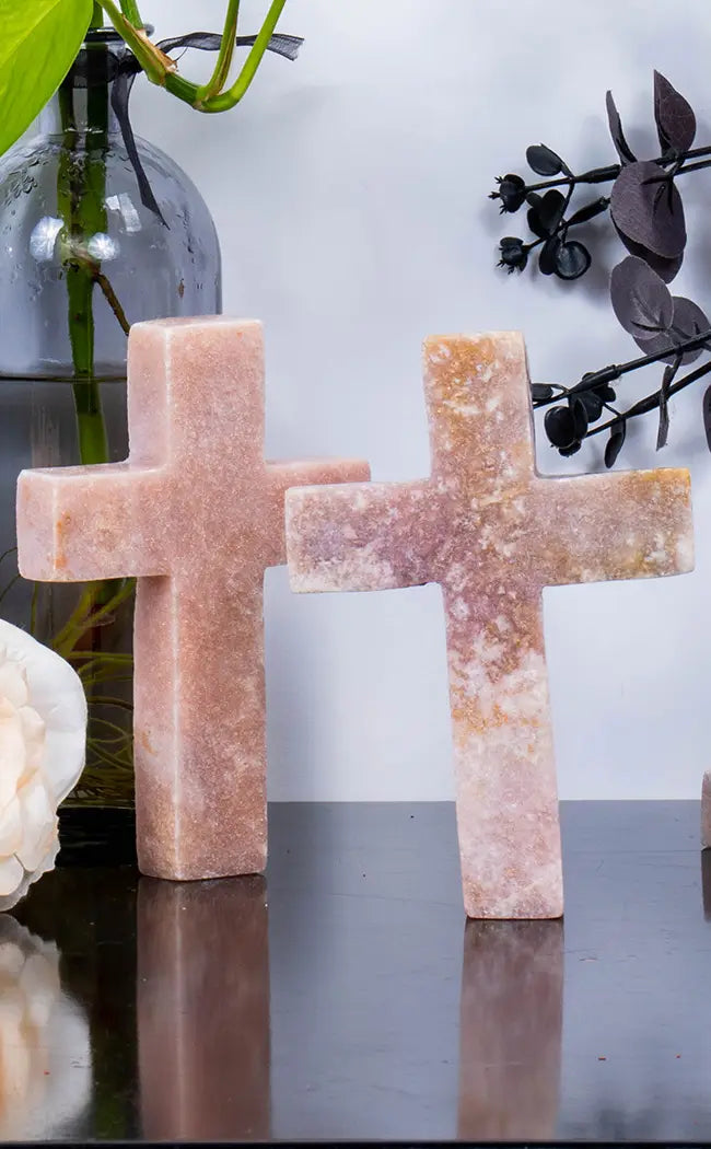 Large Pink Amethyst Crosses-Crystals-Tragic Beautiful