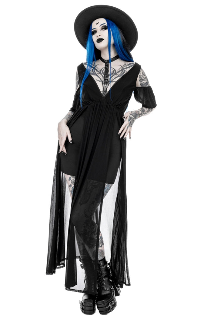 Gothic Lilith Maxi Dress by Restyle with Harness and Mesh Skirt Gothic Lilith Maxi Dress by Restyle with Harness and Mesh Skirt