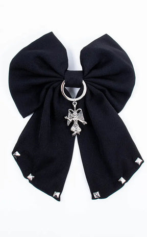 Live Deliciously Baphomet Bow Hair Clip-Cold Black Heart-Tragic Beautiful
