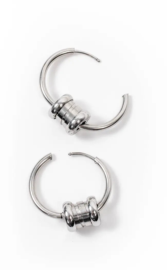 Lucky Number Stainless Steel Hoop Earrings