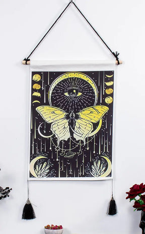 Lunar Phase Moth Tapestry-Gothic Gifts-Tragic Beautiful