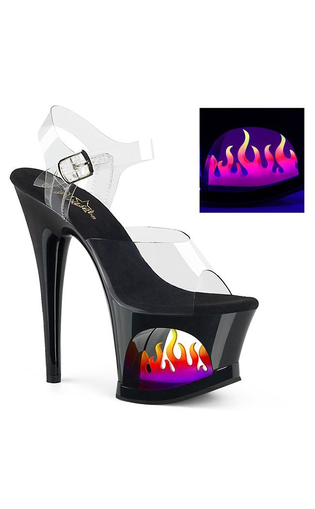 MOON-708 Black Flame Heels-Pleaser-Tragic Beautiful