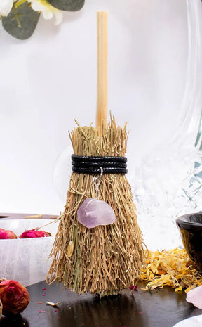 Mini Besom Wiccan Broom | Amethyst-Witchcraft Supplies-Tragic Beautiful