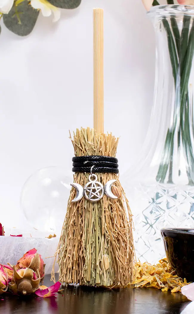 Mini Besom Wiccan Broom | Triple Moon-Witchcraft Supplies-Tragic Beautiful