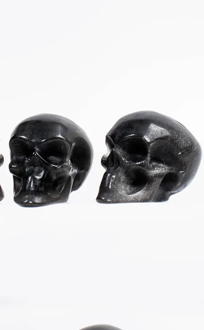 Mini Obsidian Silver Sheen Skulls