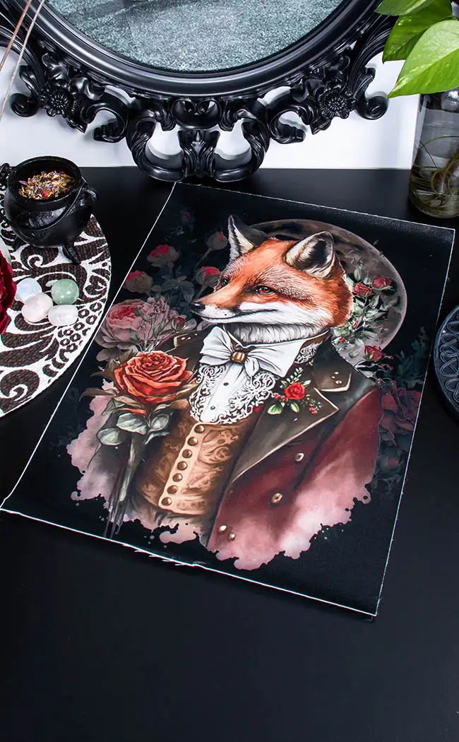 Mister Fox A3 Canvas Print-Gothic Gifts-Tragic Beautiful