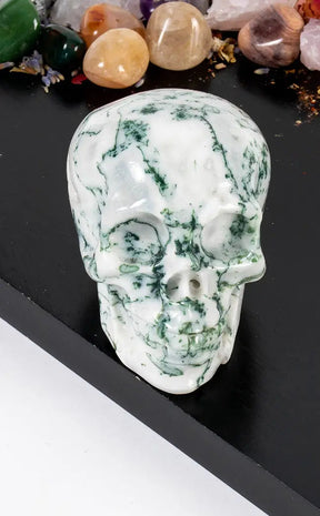 Moss Agate Crystal Skulls