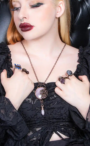 Mythic Dream Dragon Necklace | Rose Quartz-Gaia Regalia-Tragic Beautiful