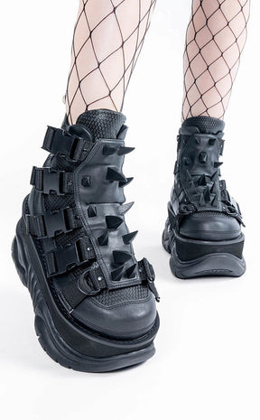 NEPTUNE-68 Black Vegan Leather Platform Sneaker Boots-Demonia-Tragic Beautiful
