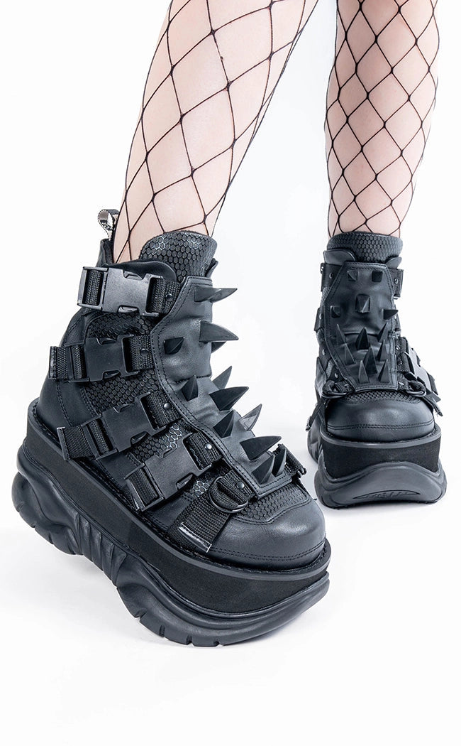 NEPTUNE-68 Black Vegan Leather Platform Sneaker Boots