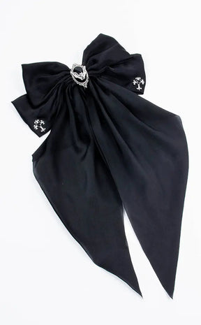 Night Of The Dead Bow Hairclip-Cold Black Heart-Tragic Beautiful