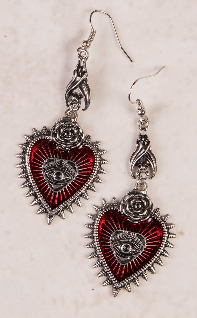 Not So Sacred Heart Earrings-Gothic Jewellery-Tragic Beautiful