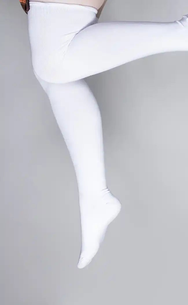 Plus Size White Thigh High Socks Goth Clothing Accessories Hosiery
