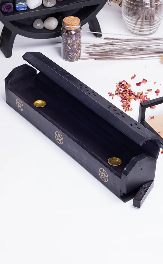 Pentacle Black Box Incense Holder-Incense-Tragic Beautiful