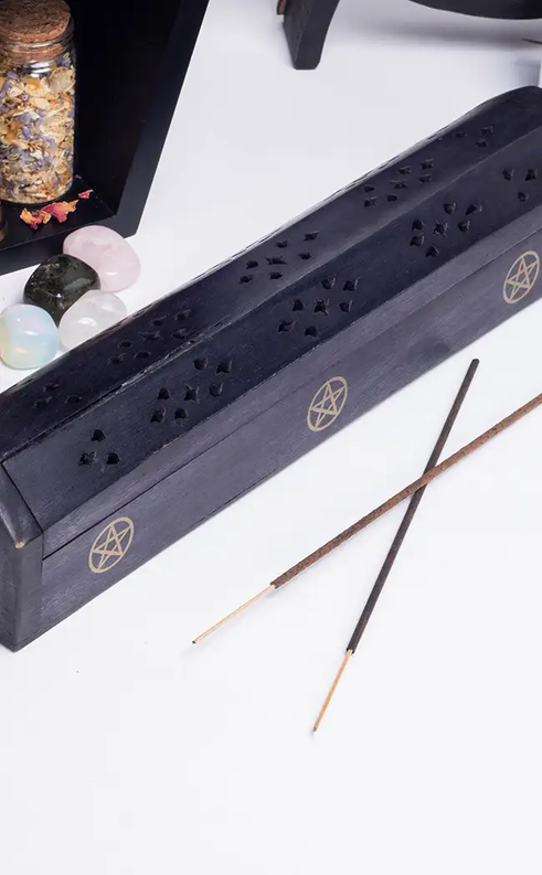 Pentacle Black Box Incense Holder-Incense-Tragic Beautiful