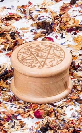 Pentacle Engraved Wooden Herb Grinder-Witchcraft Supplies-Tragic Beautiful