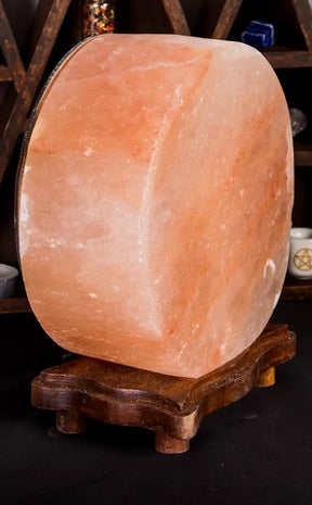 Pentagram Himalayan Salt Lamp With Timber Base