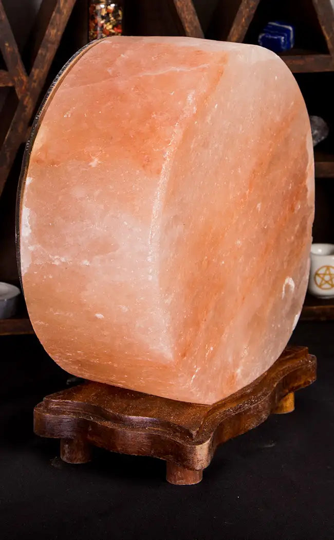 Pentagram Himalayan Salt Lamp With Timber Base