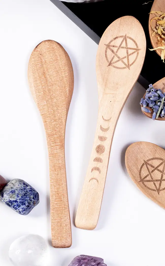 Pentacle Wooden Ritual Spoon-Witchcraft Supplies-Tragic Beautiful