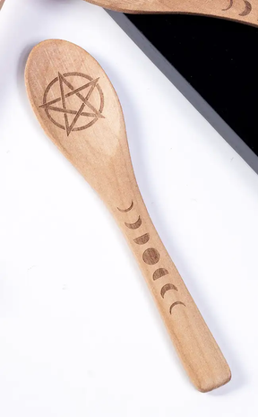 Pentacle Wooden Ritual Spoon-Witchcraft Supplies-Tragic Beautiful