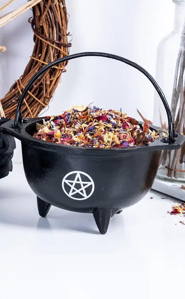 Pentagram Cast Iron Cauldron-Cauldrons-Tragic Beautiful