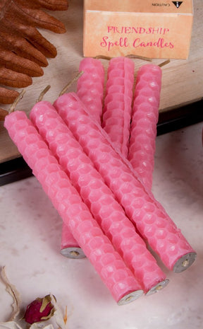 Pink Beeswax Friendship Spell Candles-Candles-Tragic Beautiful