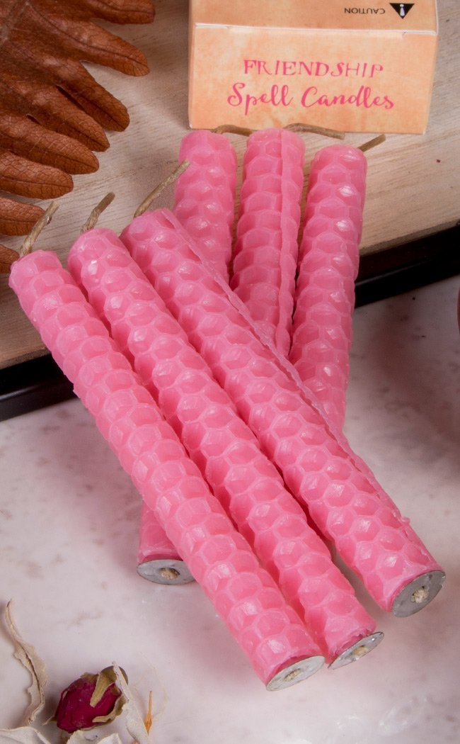 Pink Beeswax Friendship Spell Candles-Candles-Tragic Beautiful