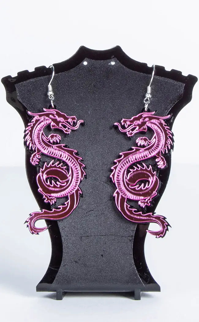 Pink Dragon Earrings-Burn Book Inc-Tragic Beautiful