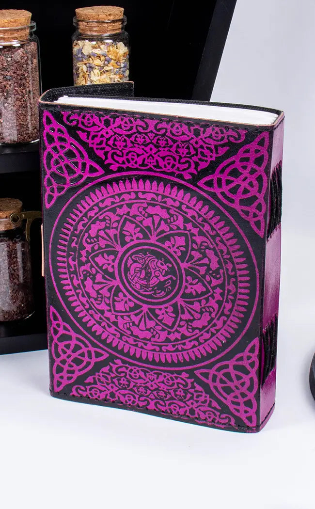 Pink Pentacle Leather Journal-Occult Books-Tragic Beautiful