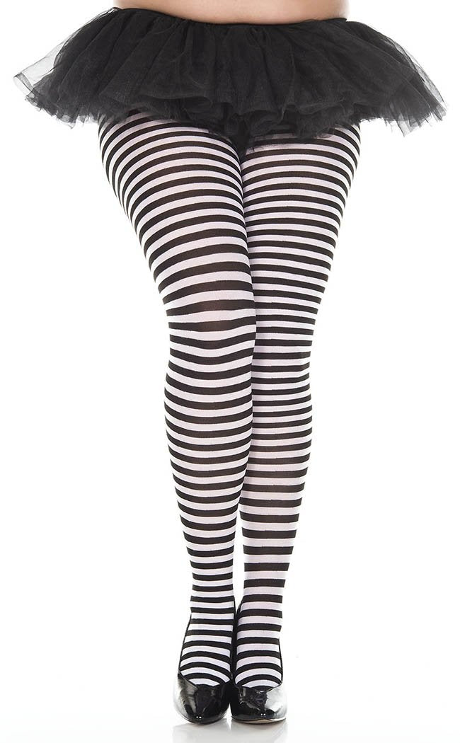 Plus Size Small Stripe Pantyhose | Choose Colour-Music Legs-Tragic Beautiful