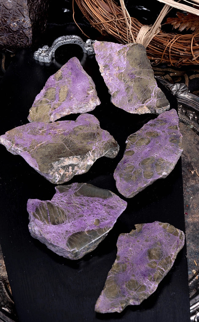 Polished Purple Stitchite & Serpentine | Atlantisite | Rare