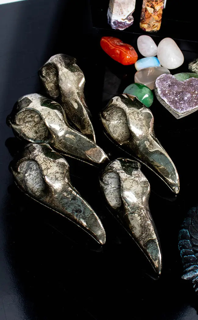 Pyrite Raven Skulls | XL-Crystals-Tragic Beautiful
