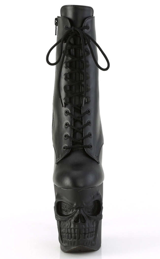 RAPTURE-1020 Black Matte Skull Boots-Pleaser-Tragic Beautiful