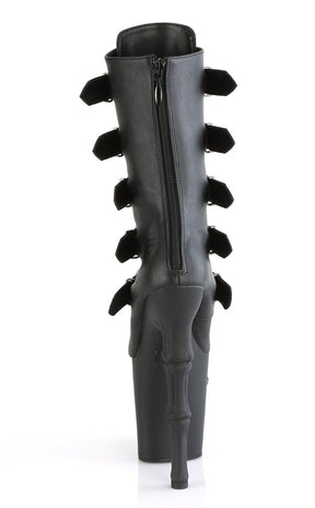 RAPTURE-1052BK Black Matte Mid-Calf Skull Boots-Pleaser-Tragic Beautiful