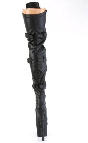 RAPTURE-3028 Black Matte Thigh-High Skull Boots-Pleaser-Tragic Beautiful